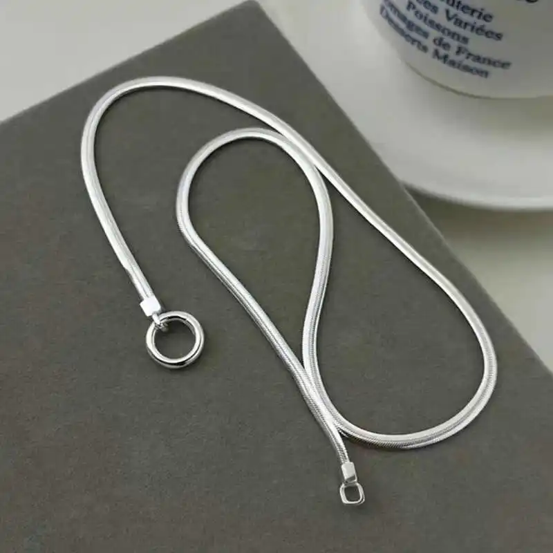 New Sterling Silver Necklace 45-50-55CM Simple Choker Snake Glod Bone Round Accessories Men's & Women's Fine Jewelry Party Gift
