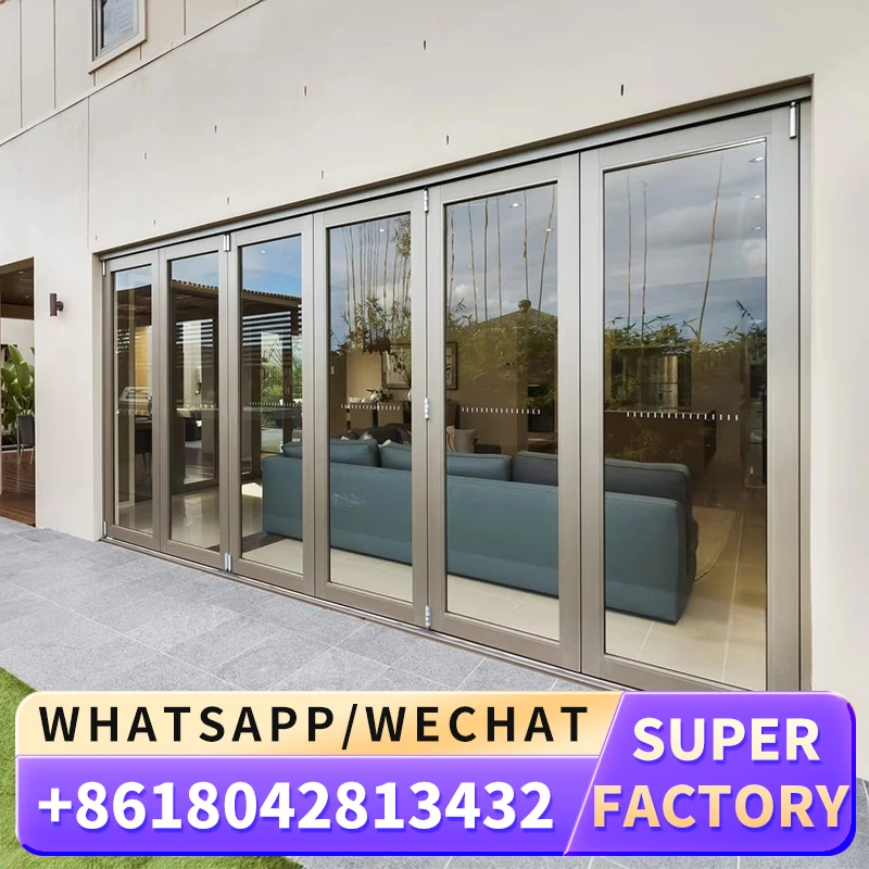 Foshan pintu lipat dua buatan lipat profil paduan aluminium lipat Modern