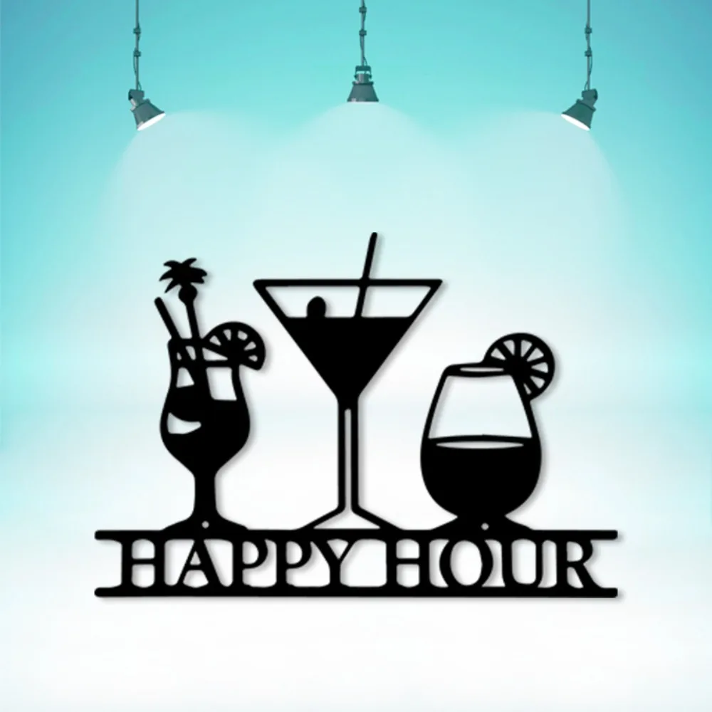 CIFBUY Wrought Iron Wall Art Rustic Bar Sign Cocktail Martini Design Vintage Home Decor Durable Patio Office Party Gift