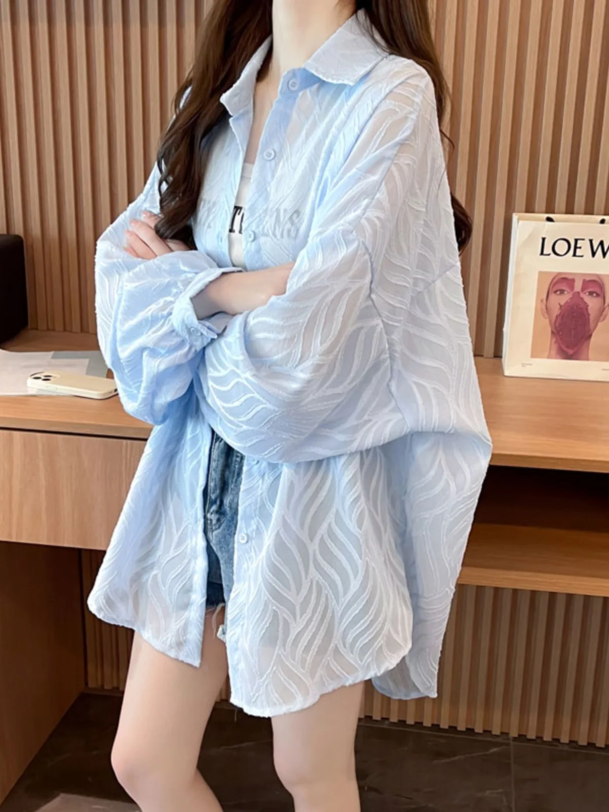 Ice Silk Thin Medium Length Sun Protection Clothing Women Summer 2026 New Loose Large Size Sunscreen Shirt Chiffon Shirt Coat