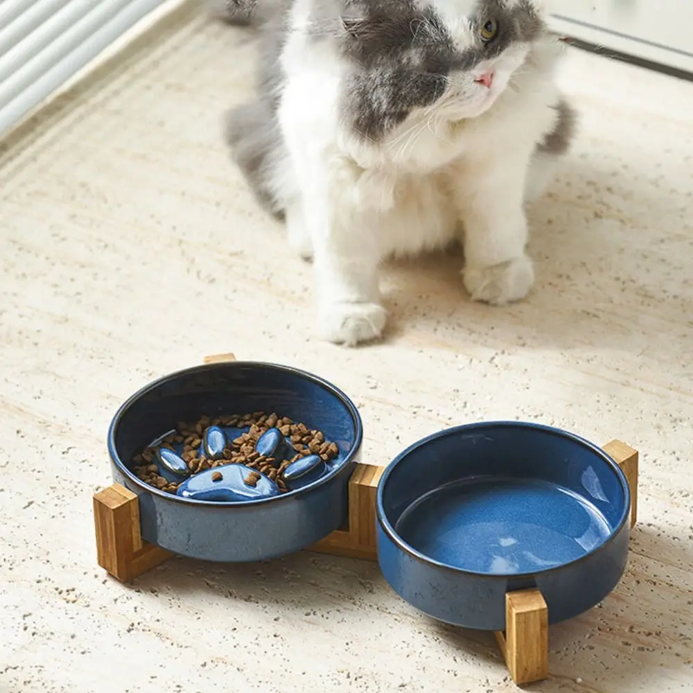 Kedi Besleyici Japon Tarzı Pet Seramik Kase Kedi Paw Anti Choke Kedi Yavaş yiyecek kasesi Anti Rollover Yuvarlak Pet su kasesi Ev