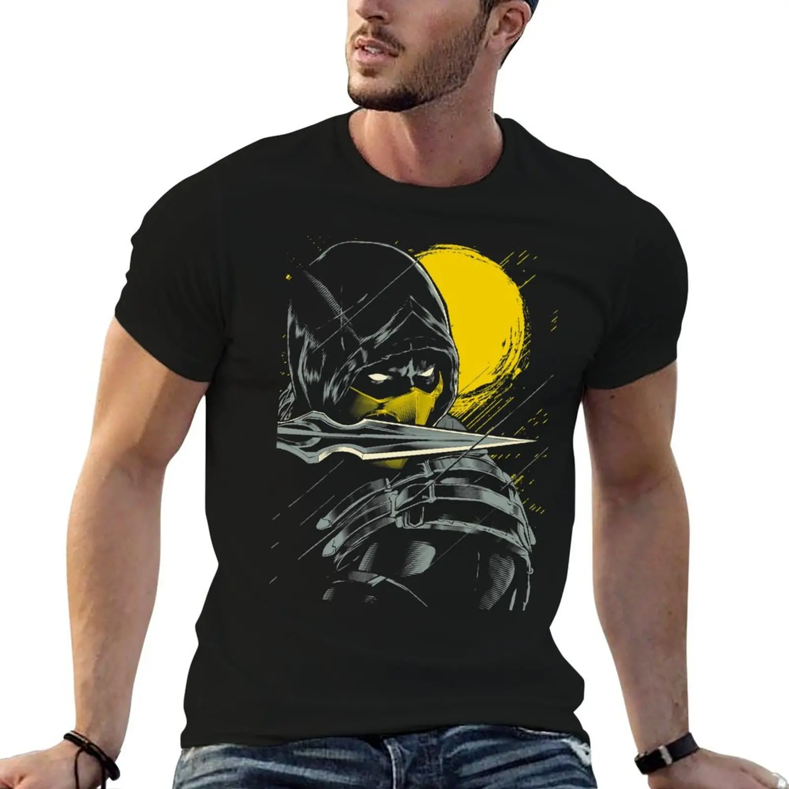 

Mortal Kombat Scorpion Serious Ninja T-Shirt anime t shirts oversize t shirts for man graphic vintage T-Shirt