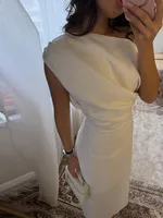 Off-shoulder Linen Maxi Dresses Women's Slim Waist-cinching Hip-wrap Ankle-length Dress 2026 New Ladies Summer Solid Outwear - Image 4