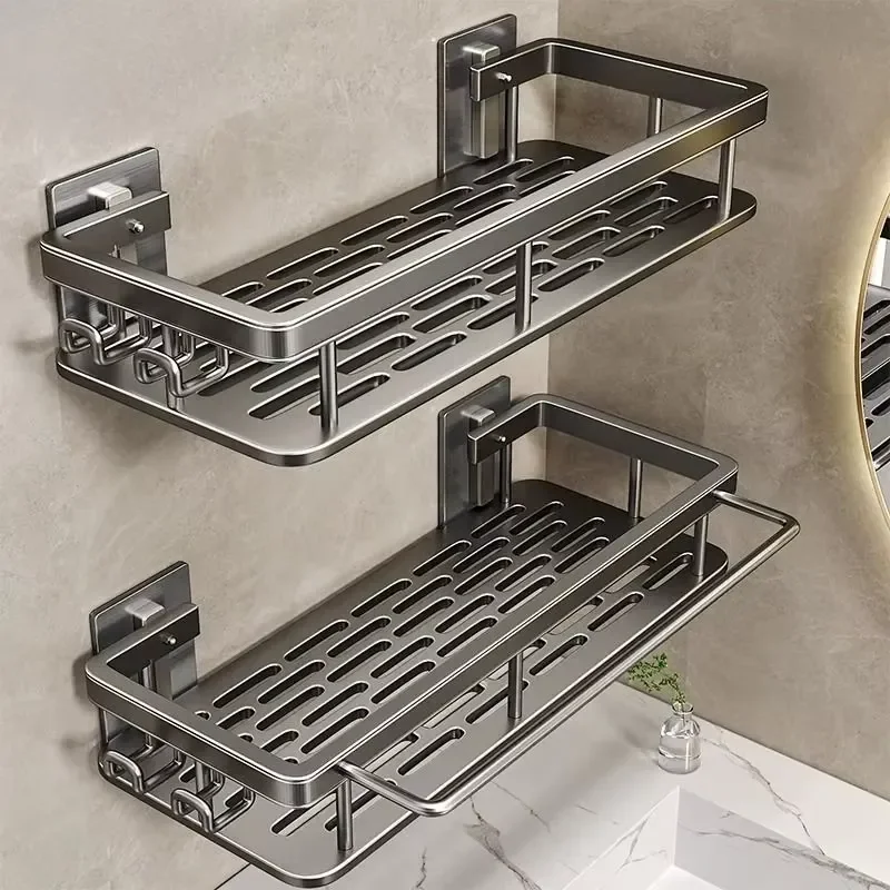 Wall Mounted Bathroom Shelf Organizer Rack Storage Shelves for Toilet Shower Caddy Hair Dryer Holder Hotel Furniture