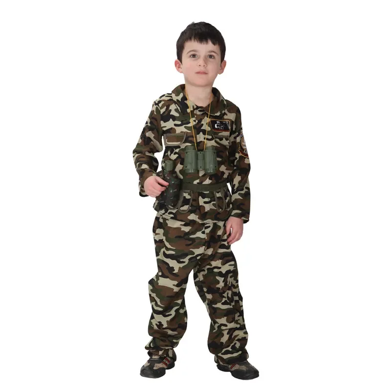 Kids Child Special Force Soldier Costume Boys Army Camouflage Military Uniform Halloween Purim Party Carnival Role Play Cosplay