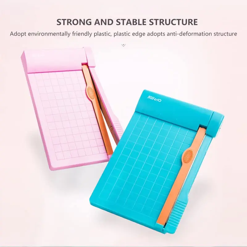 1PC mini Plastic Paper Cutter Portable Photo Paper Cutter Built-in Ruler Simple Paper Cutter