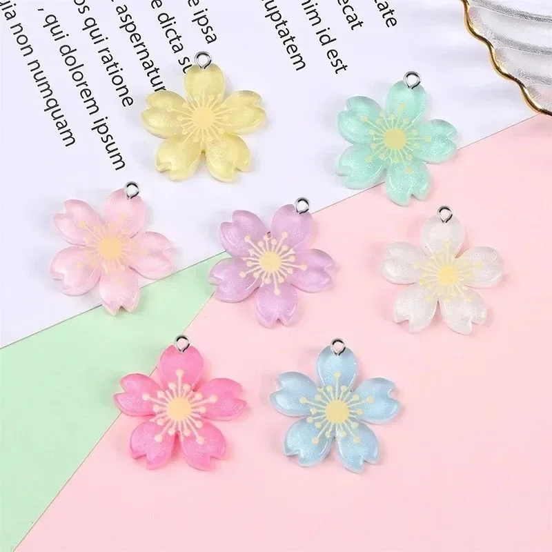10PCS Transparent Glossy Cherry Flatback Resin Charms, Mini Fruit Pendants for DIY Hairpin Bracelet Dangle Earrings