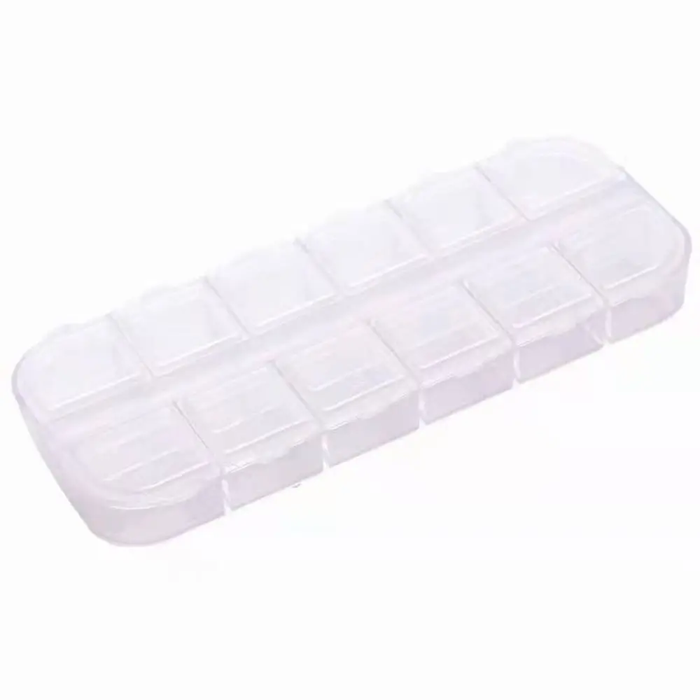 Rectangle 12 Grid Nail Art Charms Rhinestones Earring Jewelry Organizer Nail Art Rhinestone Storage Box Empty Case Storage Box