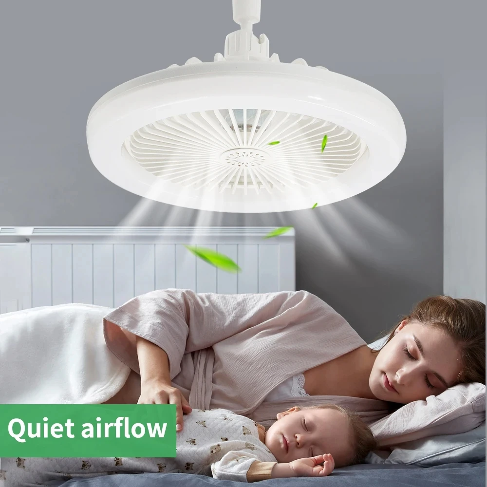 Ventilador de techo inteligente 3 en 1 con iluminación con Control remoto Base de conversión E27 Base de iluminación adecuada para dormitorio y sala