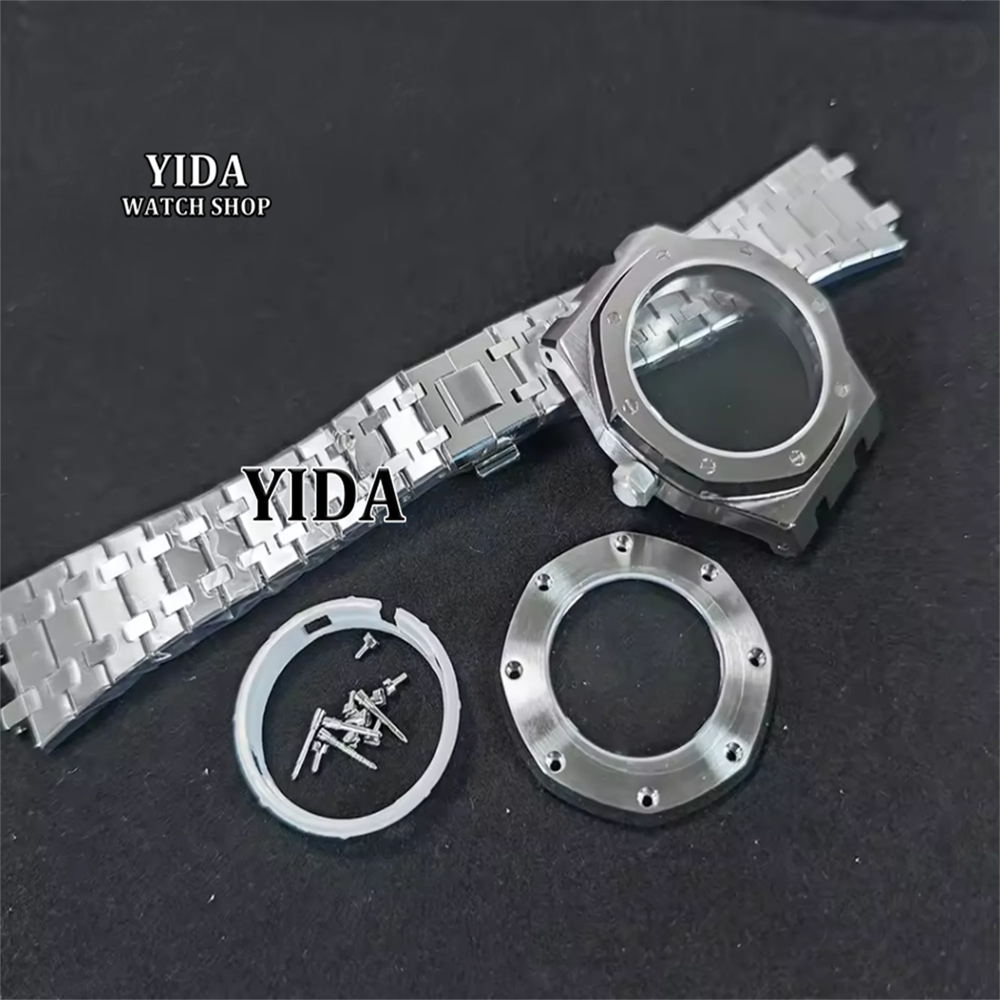 42mm Watch Case Bracelet Sapphire Glass Stainless Steel Octagon 10ATM Waterproof for 31.8mm Dial Royal Oak NH35 NH36 Movement