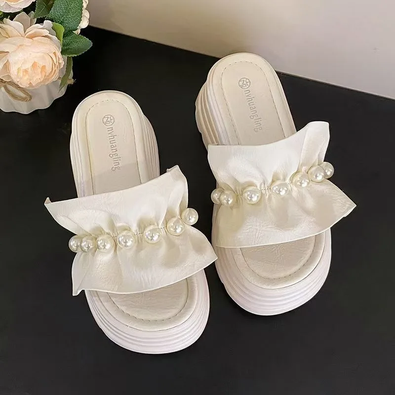 

Sponge Cake Soled Sandals for Women's Outdoor Wear 2025 New Style 7cm Height Sandals Versatile Dress Beach Shoes Women's Shoes