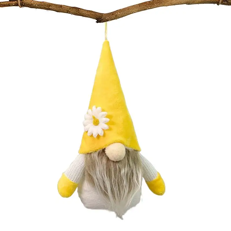 Sunflower Gnomes Figurines Handmade Cute Swedish Tomte Farmhouse Gnome Doll Sunflower Kitchen Decor Spring Summer Sunflower