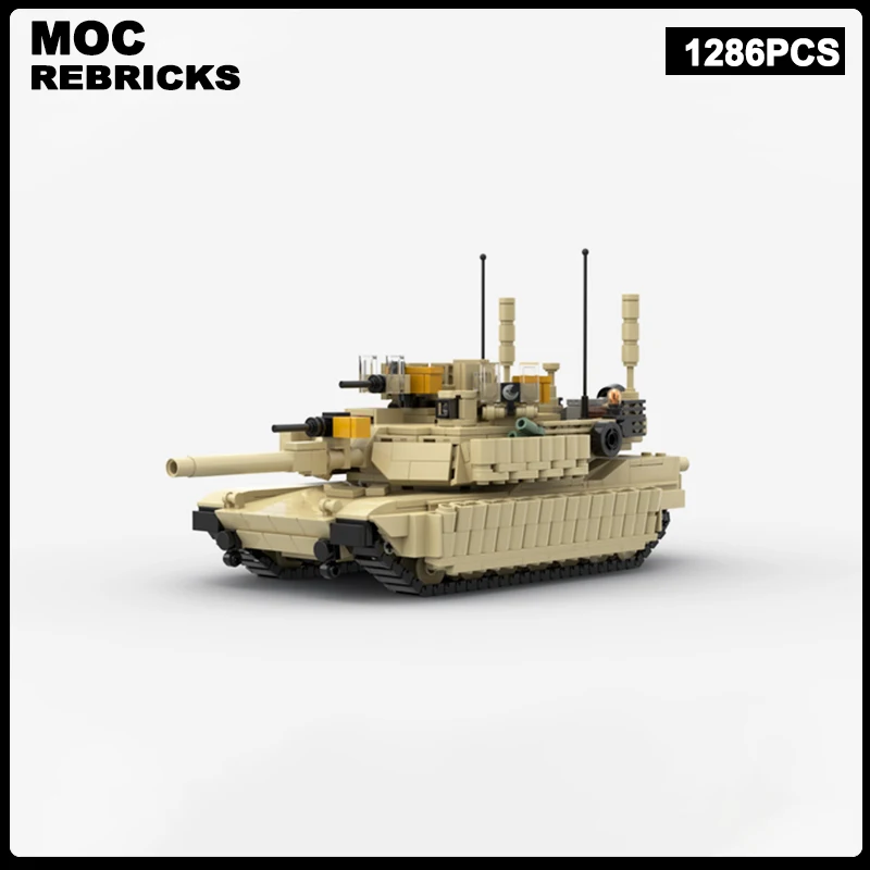 

WW2 US Military Series M1A2 Abrams Main Battle Tank MOC Building Block Armored Vehicle Model Brick Toys Children's Christmas Gi