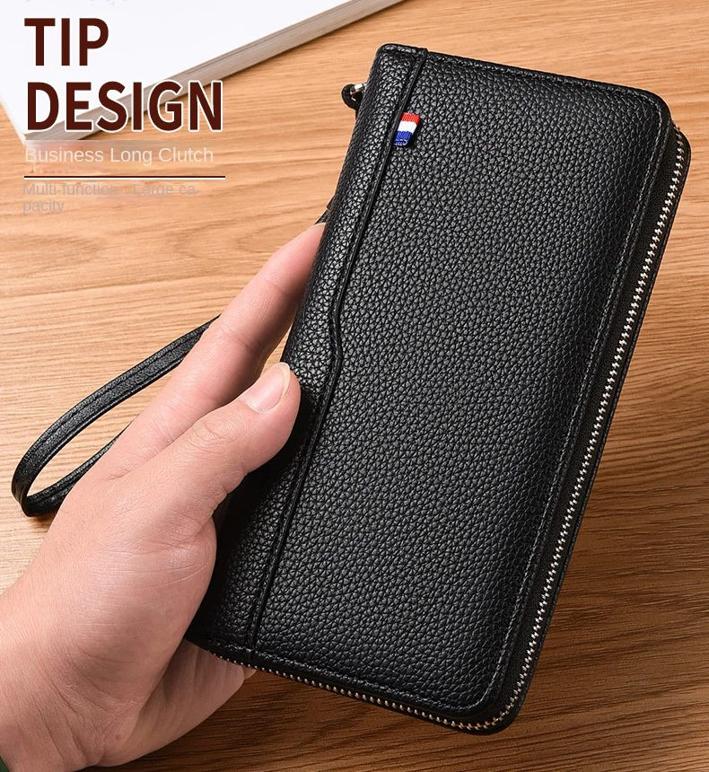 Herren-Lederhandtasche, Multifunktionale Lange Geldbörse, Modische Handytasche mit Großer Kapazität, Personalisierter Kartenhalter 2026 – Detail 1