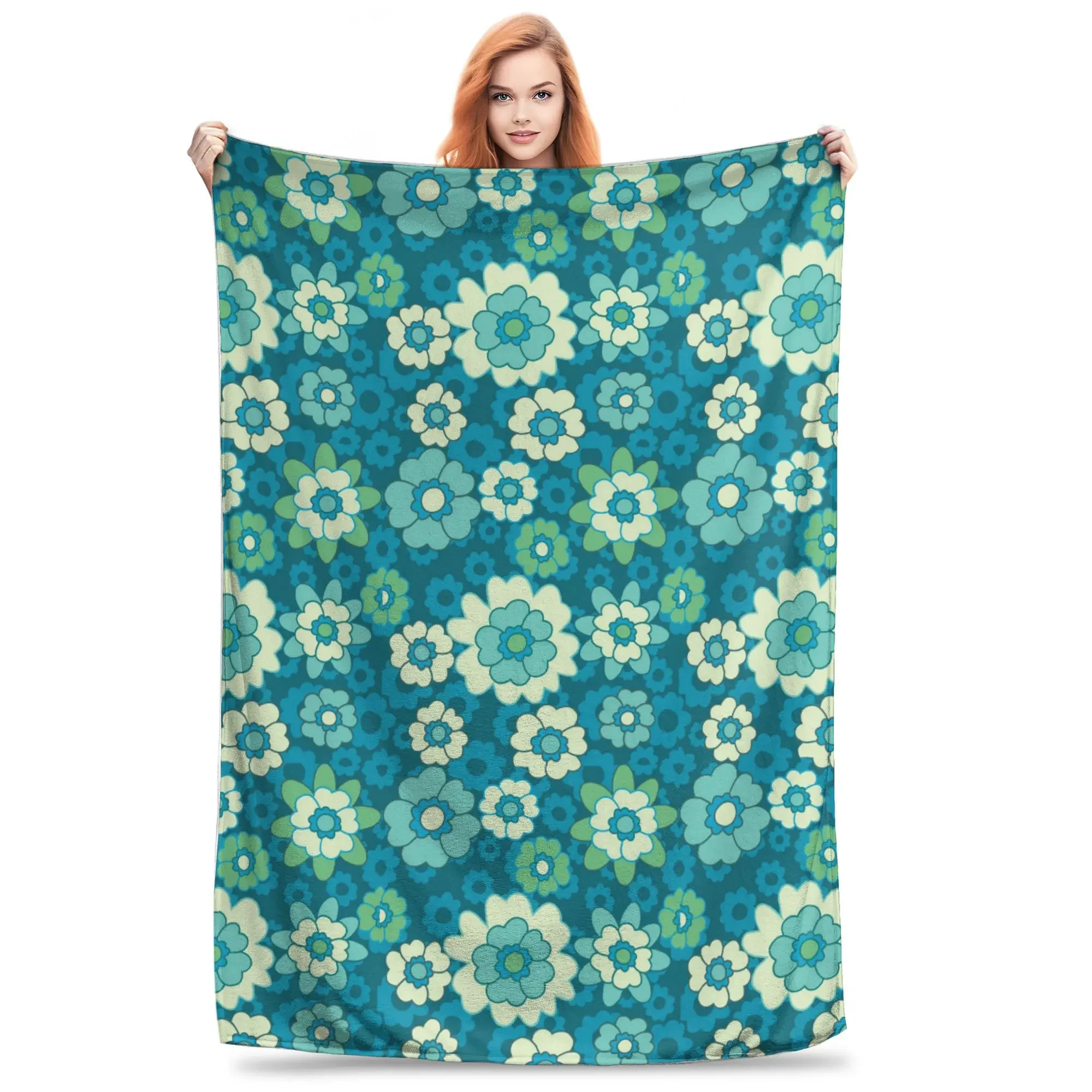 70s Flower Power Blankets Warm Flannel Sofa Throw Blanket for Couch Bedding Office Throws Bedspread Quilt