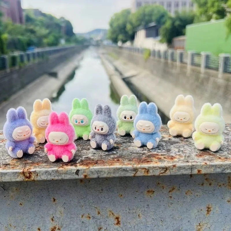 ตุ๊กตาการ์ตูน labubu ชุดมินิ3ซม. มินิ flocking ตุ๊กตาน่ารักประณีตของขวัญจี้ตกแต่งของเล่น Kawaii ของขวัญ