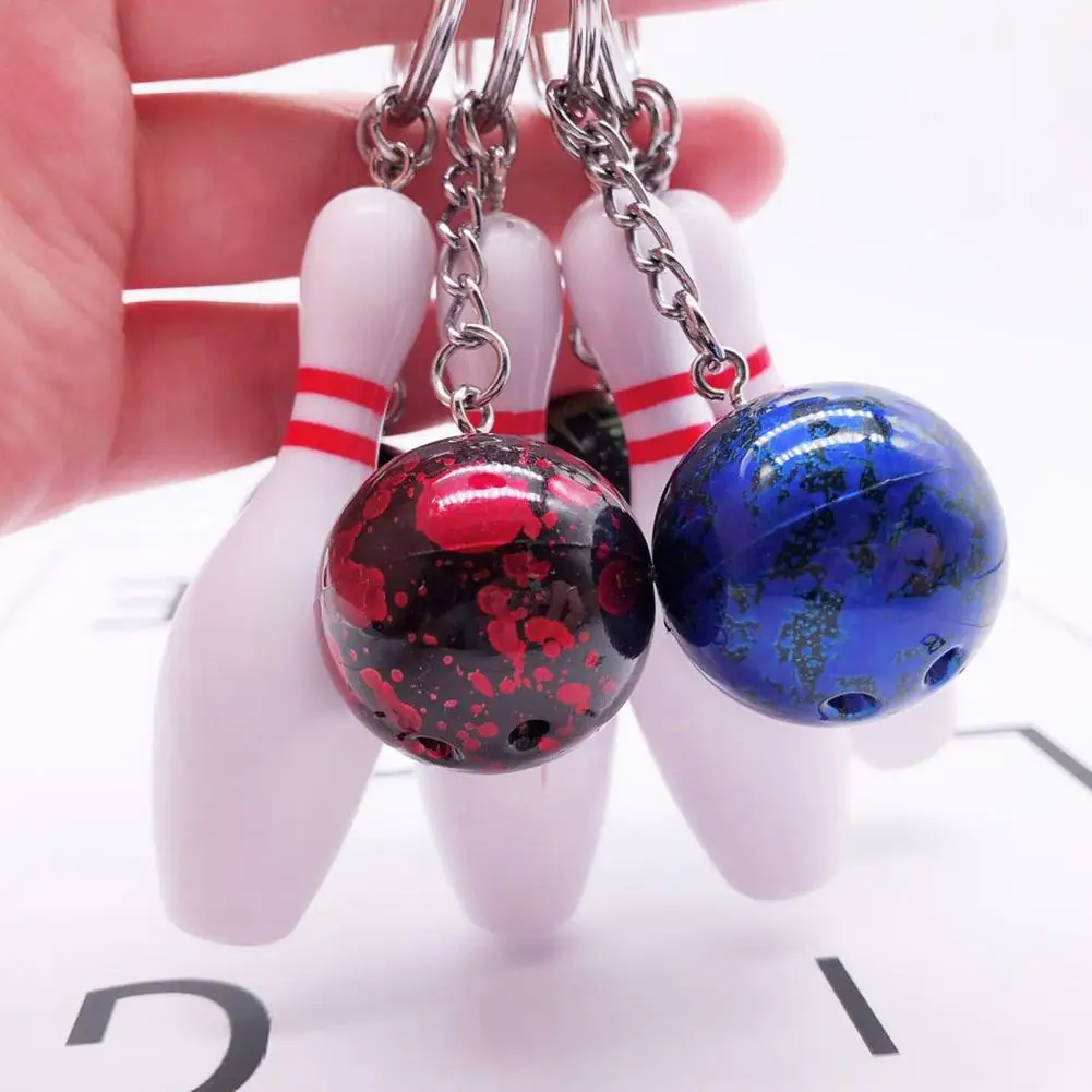 Handbag Backpack Car Key Chain Bowling Mini Ball Shape Man Women Key Ring Ornament Sports Keyring Pendant Gift