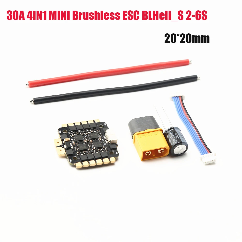 

Специальное издание 30A 4в1 мини бесщеточный ESC BLHeli_S 2-6S BEC 5V 6,5g 20x20 мм для Мини FPV RC гоночный Дрон