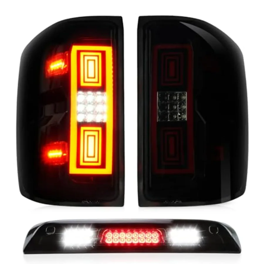 

Задний светодиодный задний фонарь с высоким креплением стоп-сигнала в сборе с дымовыми линзами для грузовых автомобилей, совместимый с Chevy Silverado 1500 20142