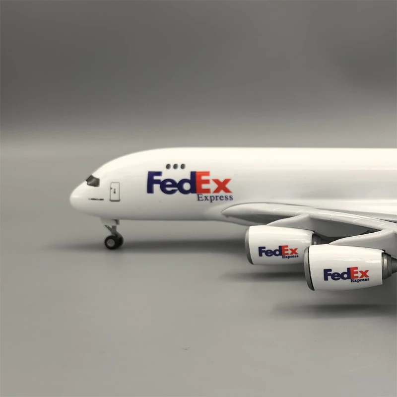 جديد 36C/47M 1/200 A380 FedEx طائرات البضائع الخطوط الجوية الراتنج يموت الصب طائرة مع عجلة الهبوط مجموعة الطيران العرض #4