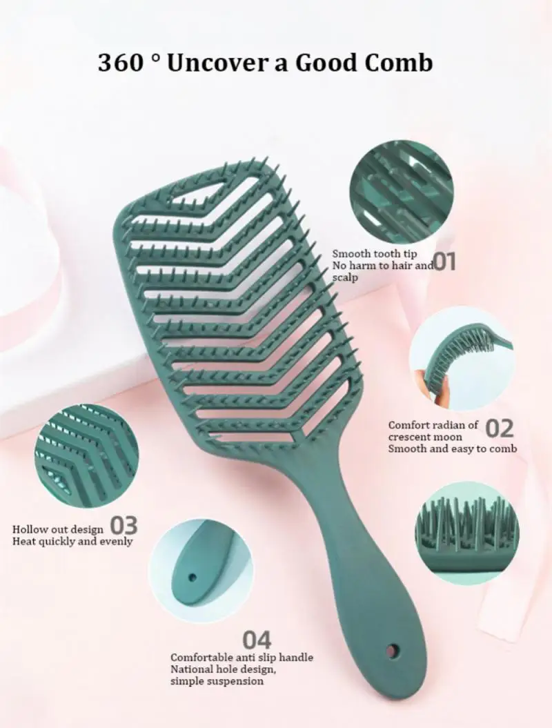 Tangled Hair Comb Detangling Hair Brush Massage Combs Hollow Out Wet Curly Hair Brushes Barber Comb Salon Hair Styling Tools