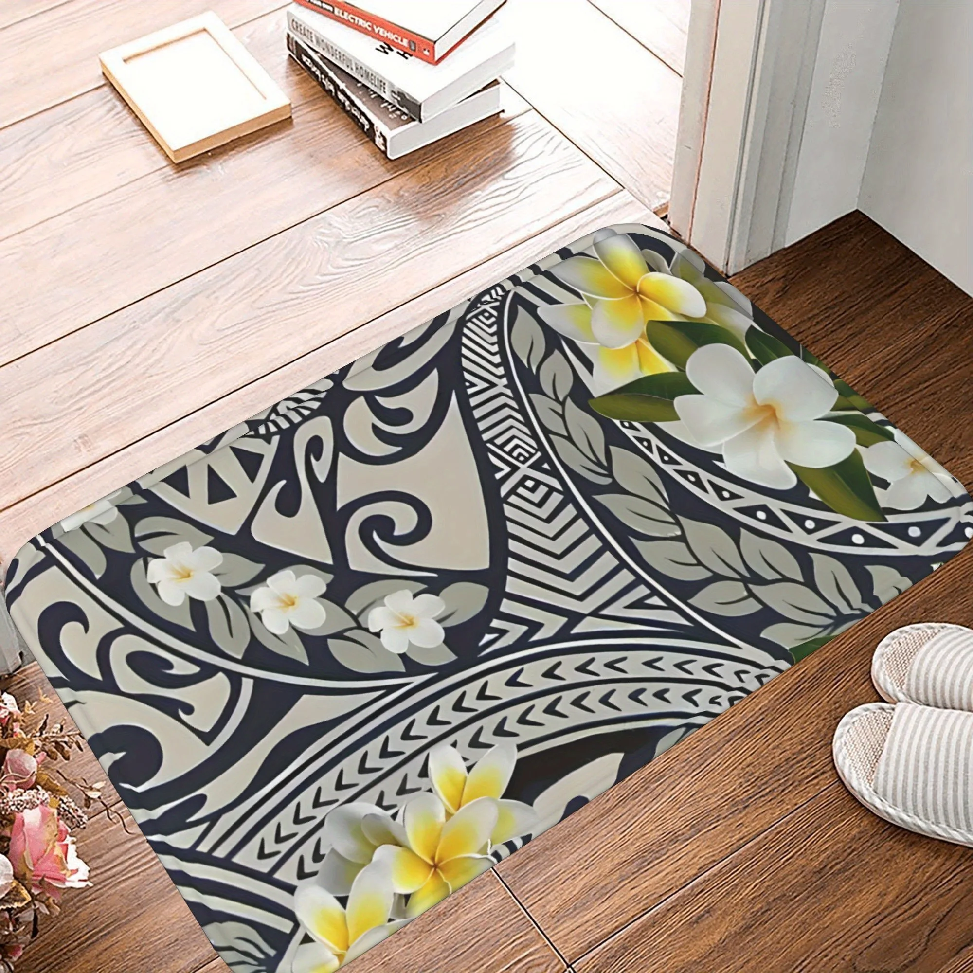 

1PC Geometric Floral Pattern Kitchen Rug Non-Slip Door Mat Pop design Bathroom Rug Bath Mat Carpet for Home Sink Laundry Decor