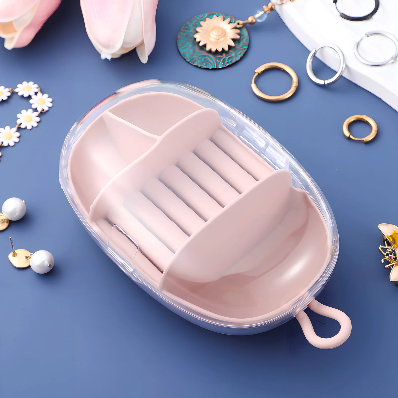 

Travel Size Jewelry ganizer Small Boxes for Necklaces Clear Top Ring Rolls Sturdy Material Easy Hanging Storage Case Portable