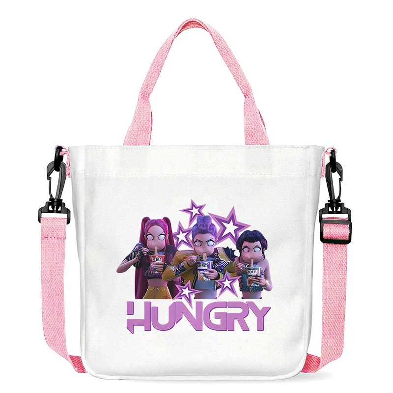 جديد KPop شيطان الصيادين حقيبة قماش قنب الفتيات الاتجاه البسيط الأرجواني مربع حقيبة يد حمل الحقائب Crossbody الكتف حزمة هدية عيد ميلاد #2