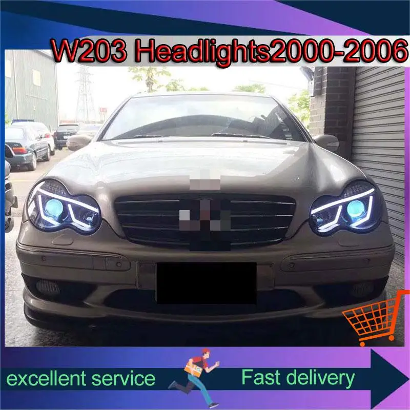 Head Lamp for BENZ W203 2000-2006 LED Front Light C200 C180  Upgrade Projector LED Turn Signal Lamp Automotive Accessories