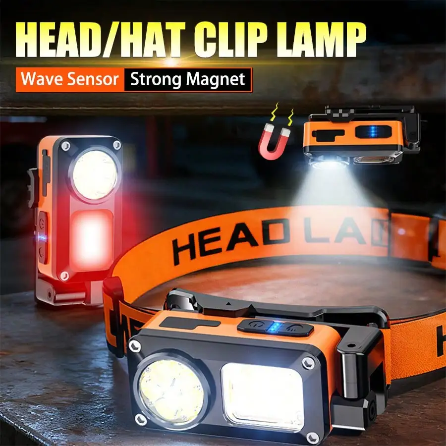 

Rechargeable Headlight with Built-in Battery, 7-Gear Head-Mounted Flashlight for Camping