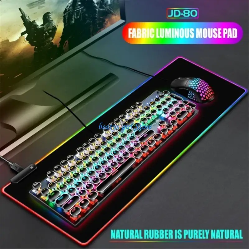 

C7AB aptopsLED Gaming Mouse Pad LED Mouse Mat 11 Color Light Large Mousepad Nonslip