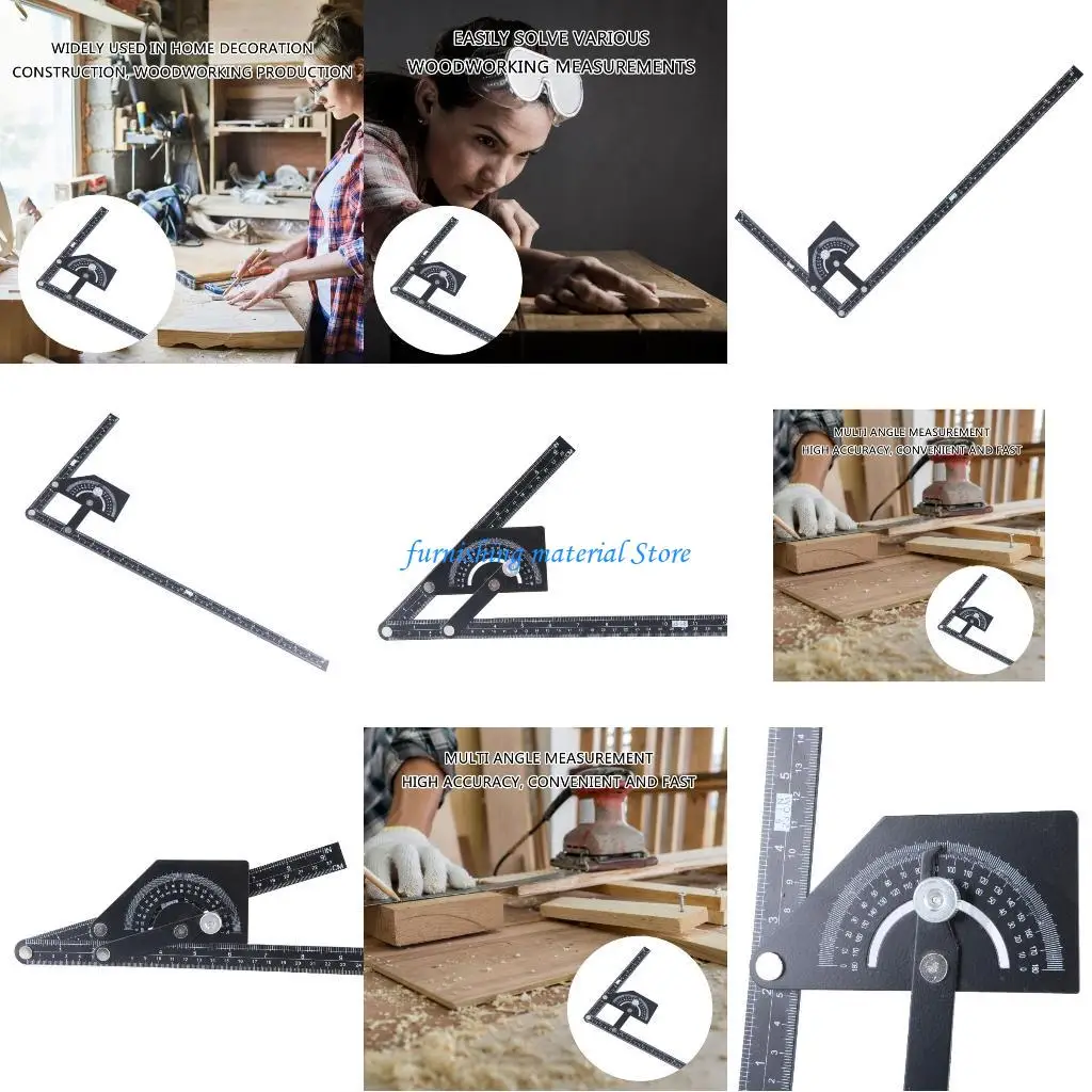 

Y5GD Versatile angles Rule Clear Scale Carbon Steel Protractors Easy to Read Protractors Measuring for Carpentry & Building