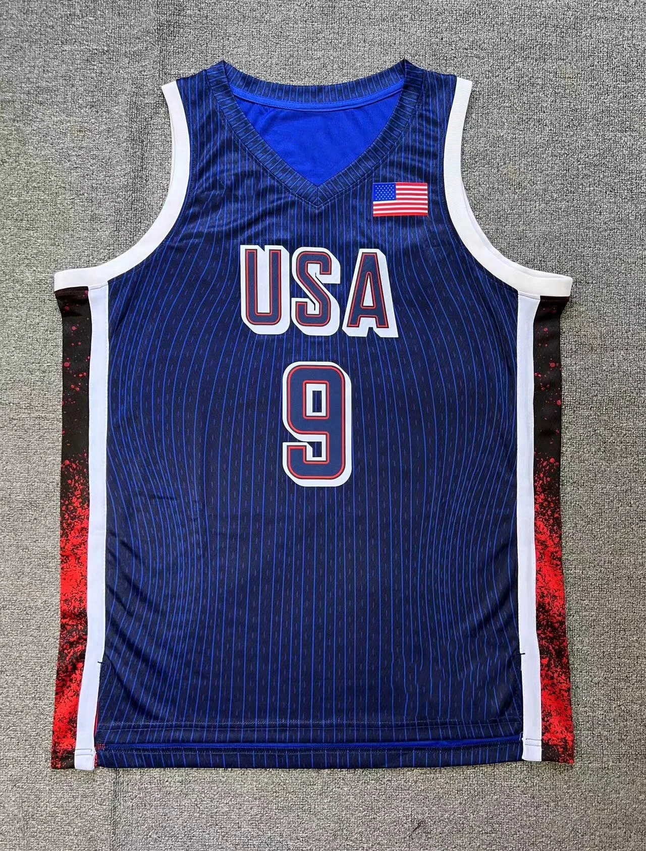 جديد وصول 2024 باريس فريق الولايات المتحدة الأمريكية الأزرق شريط 4 كاري 5 إدواردز 6 جيمس كرة السلة جيرسي الشارع بلا أكمام تي شيرت رياضي القمم #4