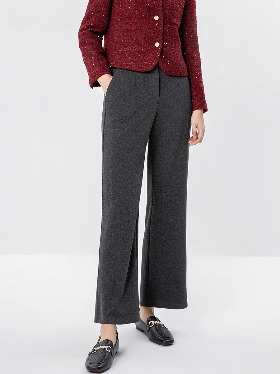 Women's Wide Leg Suit Pants Knitted Straight Cut Drapey Loose Casual Long Knit Trousers Autumn Winter New Sle POTHS