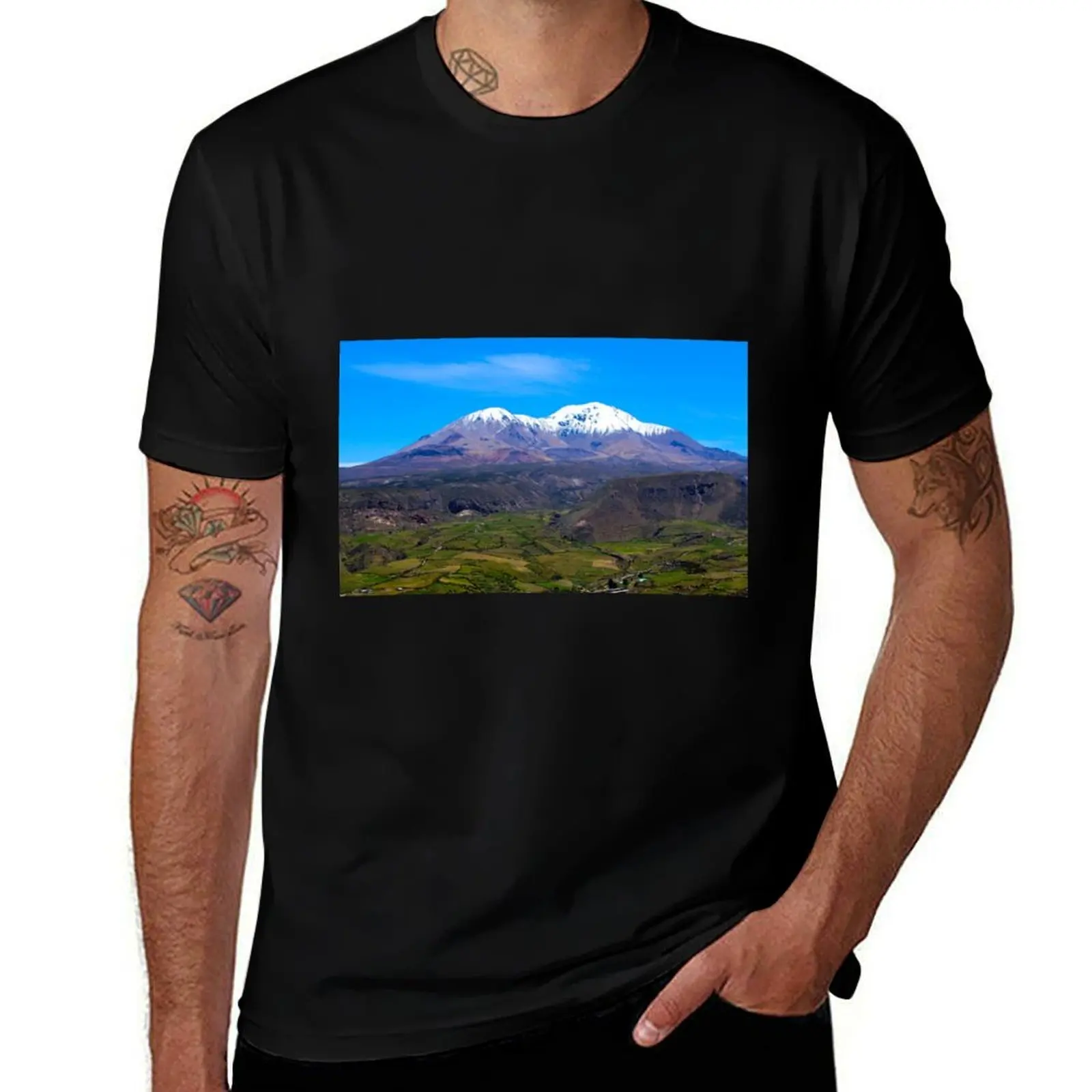 Taapaca Volcano, Chile T-Shirt Stylish Print Short Sleeve Tee T-Shirt