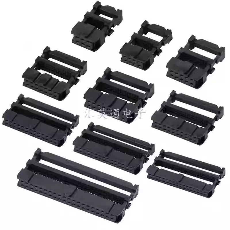 

10PCS FC Crimping Head 2.54mm Cable Head JTAG Plug FC-6P/8P/10/12P/16/20/26/34/40/50/60/64Pin