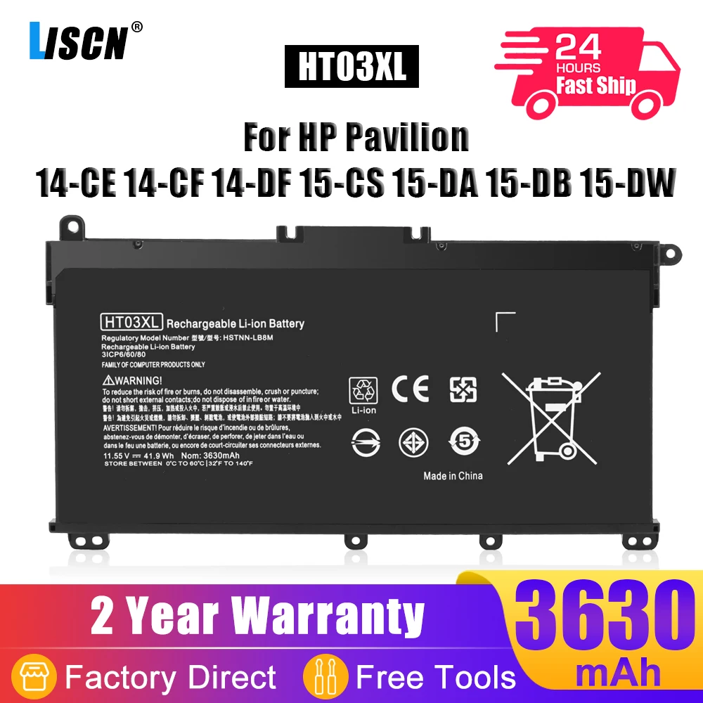 LISCN HT03XL Battery For HP Pavilion 14-CE0025TU 15-CS0053CL 15-DW0033NR HP 250 255 G7 HSTNN-LB8L L11421-421 HSTNN-LB8M TPN-Q210