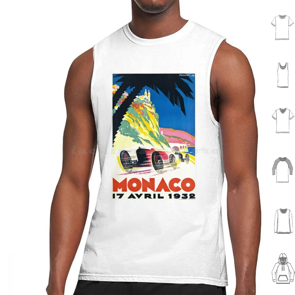 1932 Monaco Grand Prix Automobile Race Poster Tank Tops Vest Sleeveless Monaco Grand Prix Vintage Grand Prix Vintage Racing