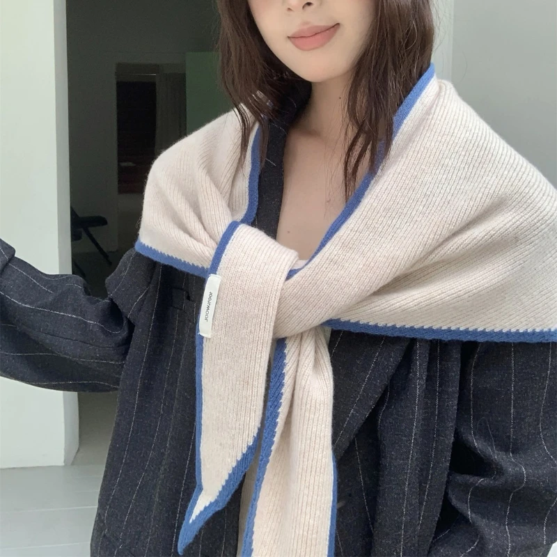 

Треугольная шаль из чистой шерсти, осенне-зимняя мода, универсальный высококачественный теплый шарф, женский роскошный шарф