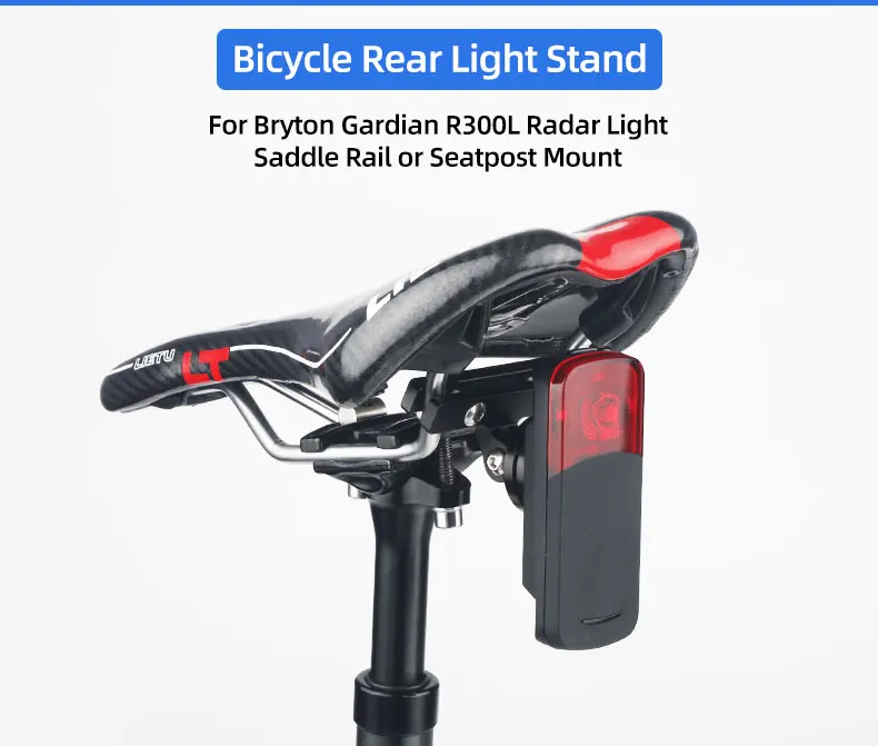 Radarlicht-Ständerhalterung für Bryton Gardian R300L Fahrrad-Rückleuchte, Sattelschiene, Sattelstützenhalterung, passend für Gopro-Kamera-Adapter – Detail 1