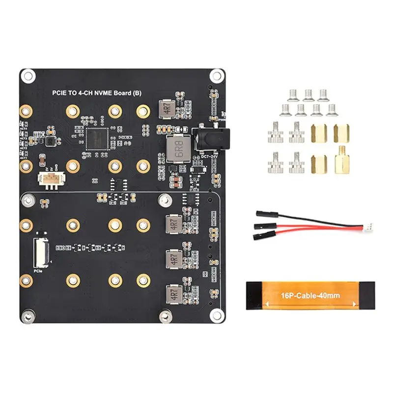 waveshare-pour-raspberry-pi-5-carte-adaptateur-pcie-vers-4-ch-m2-nvme-ssd-compatible-avec-les-disques-durs-m2-2280-2260-2242-2230-pour-pi5