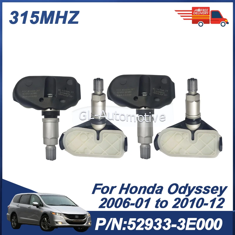 

1/4PCS Tire Pressure Sensor For Honda Odyssey 2006-2010 TPMS Sensor 52933-3E000 315MHZ