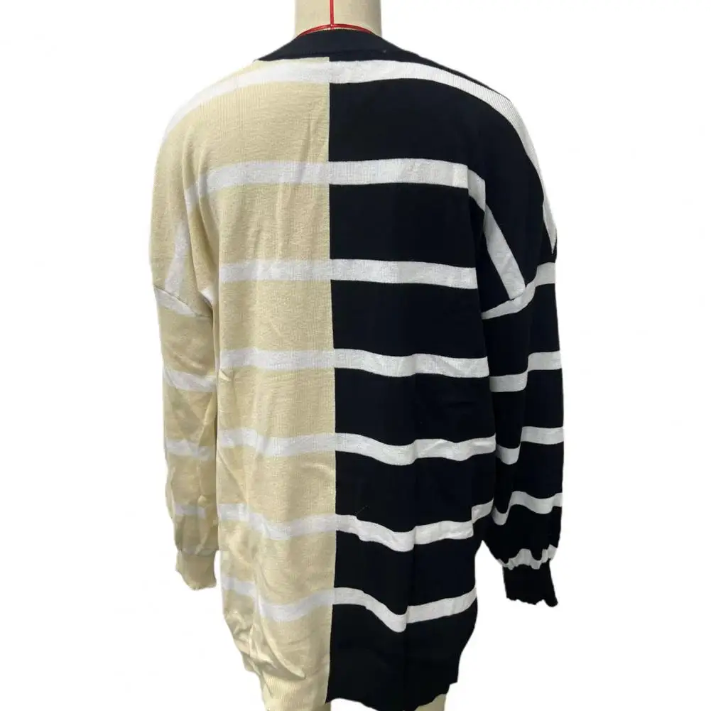 Women Top Colorblock Striped Oversized Sweatshirt for Women Knitted Mid Length Pullover Top Wear for Fall Spring Striped