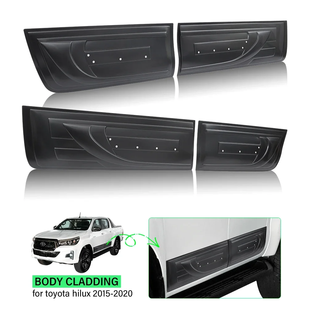 Side Body Kit Cladding Body Molding For Toyota Hilux 2015 2016 2017 2018 2019 20020 2021 2022 ABS Decoration Protector Dual Cab