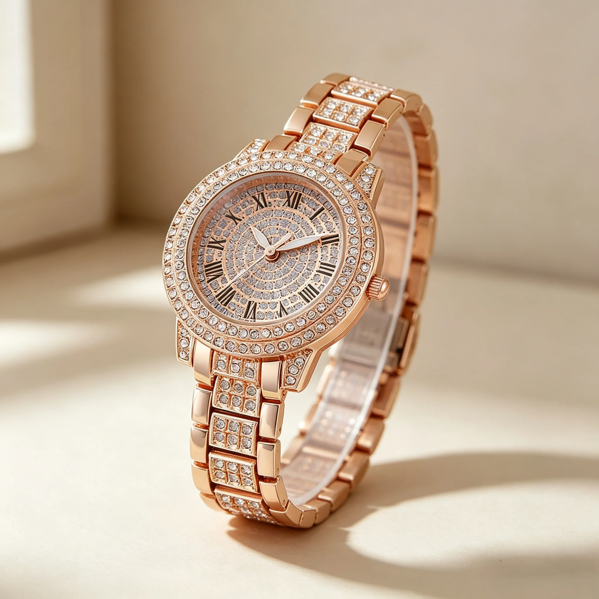 Women Fashion Rhinestone Quartz Bracelet Watch Shining Zircon Crystal Elegant Wristwatch, Ladies Clock Jewelry Watch for Girls F