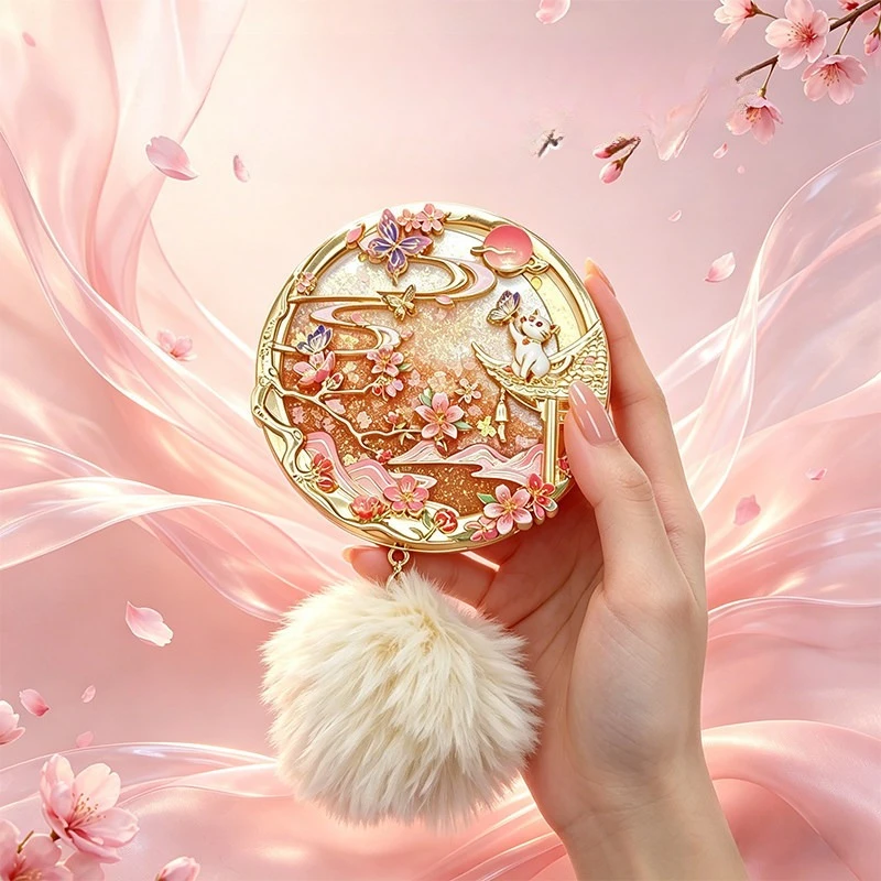 Taoyao Sparkling Sand Makeup Mirror Sliding Cover Relief Home Decoration Mirror Birthday Gift