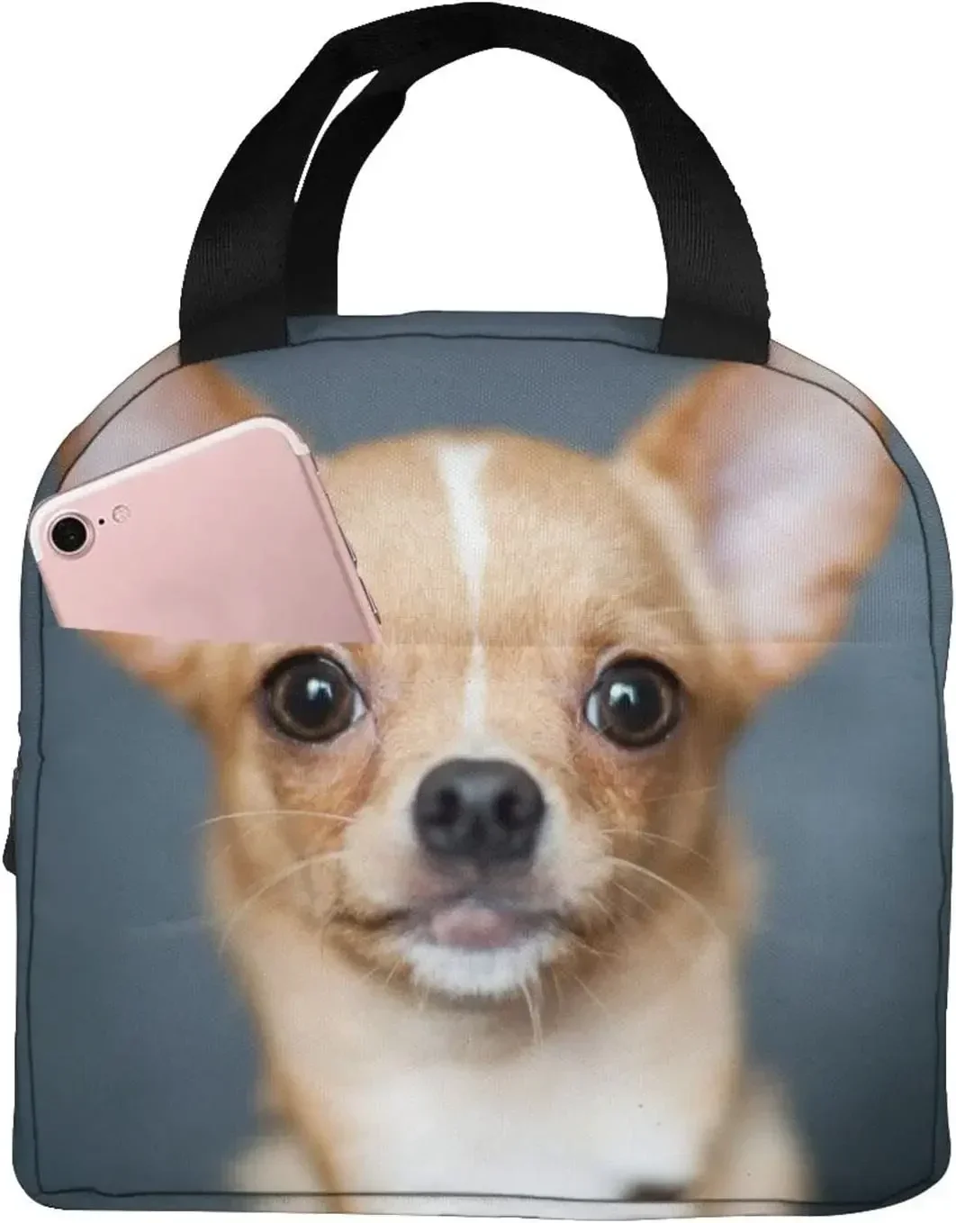 Reusable Insulated Lunch Bag Cute Chihuahua Portable Insulated Lunch Bax Cooler Tote Box For Women Men Adults College Work