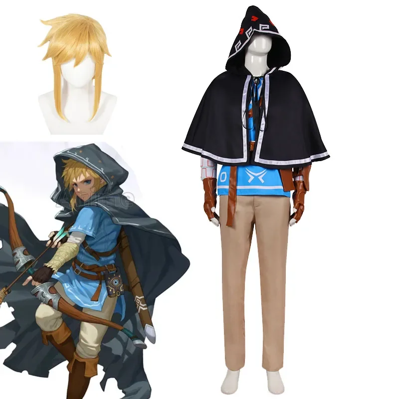 Game Breath of the Wild The Legend of Link Cosplay Costumes With Wig Outfit Halloween Carnival Suit For Man And Women