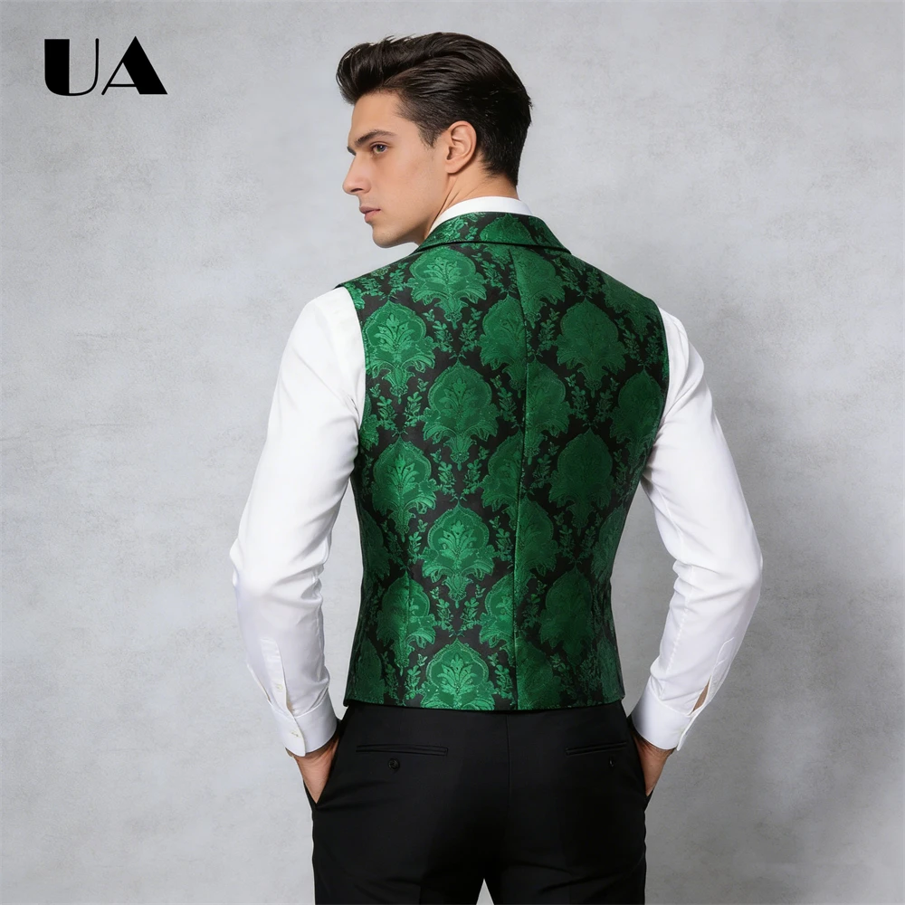 Business & Leisure Professional Suit Vest, Men's Suit Slim Fit Mens Plus Size Waistcoat Jacquard Fashion Waistcoat, Prom Party