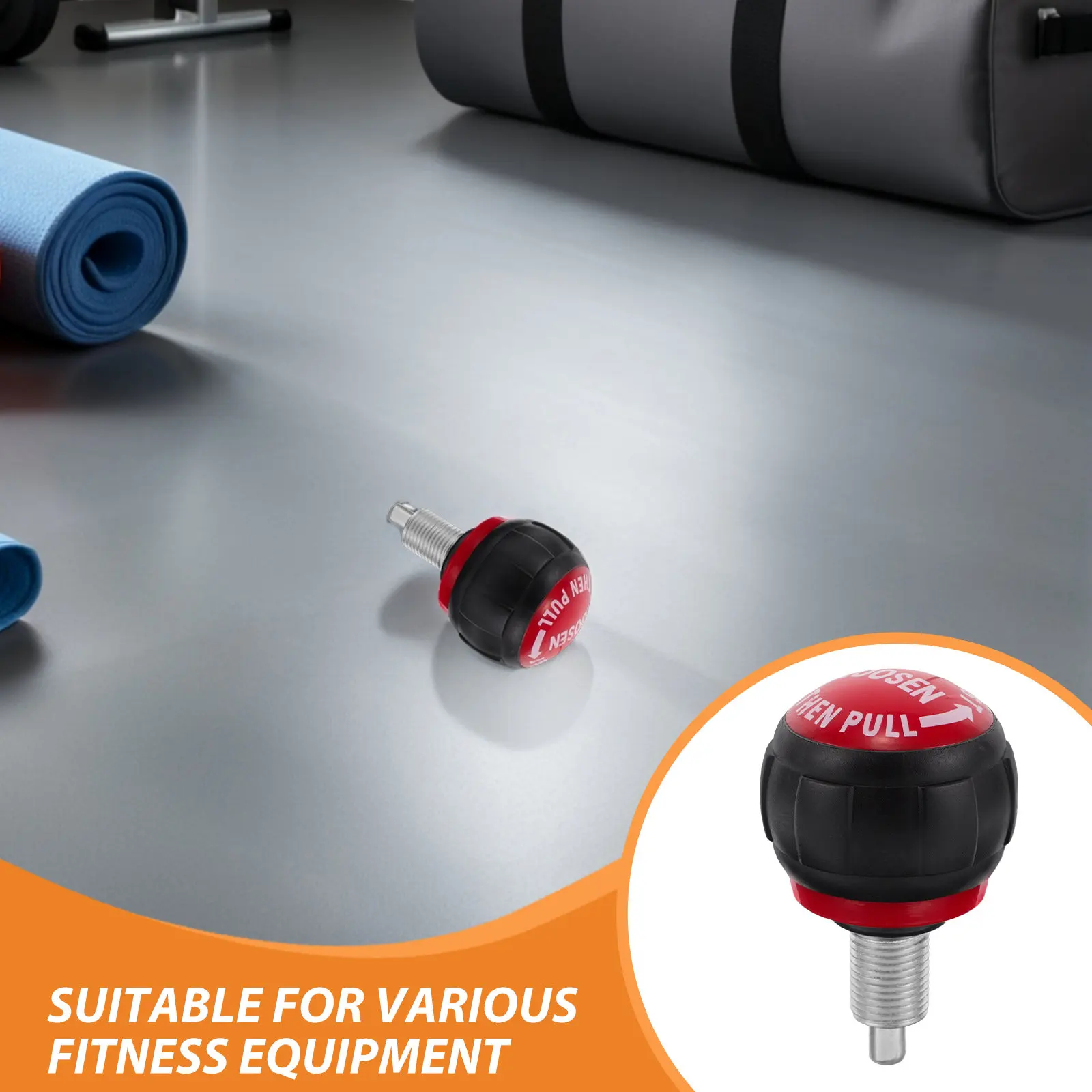 2Pcs Pull Pin Spring Knob Sphere Ball Head Black Red Adjustable Exercise Bike Locking Pin Fitness Equipment Replacement Parts - view 3